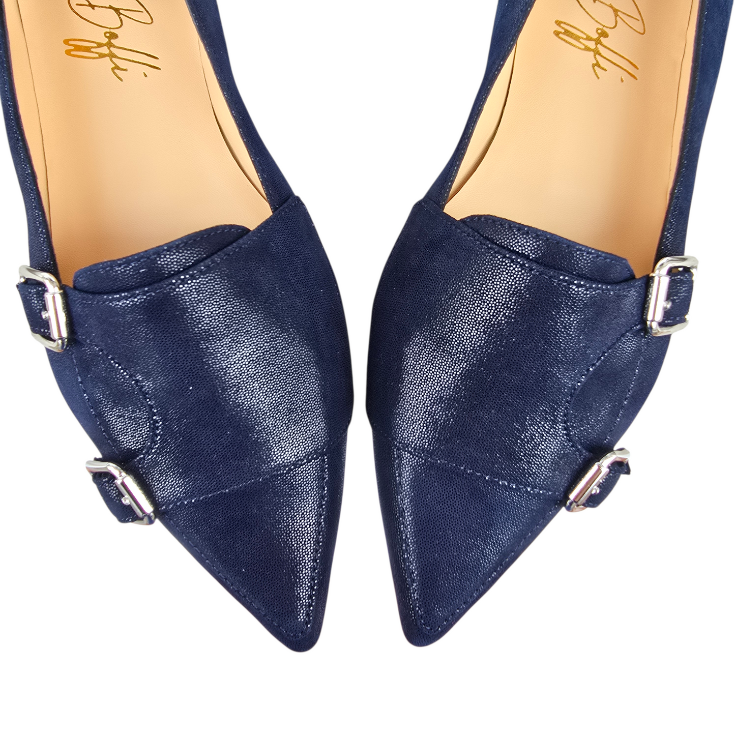 Penelope in pelle lavorata blu