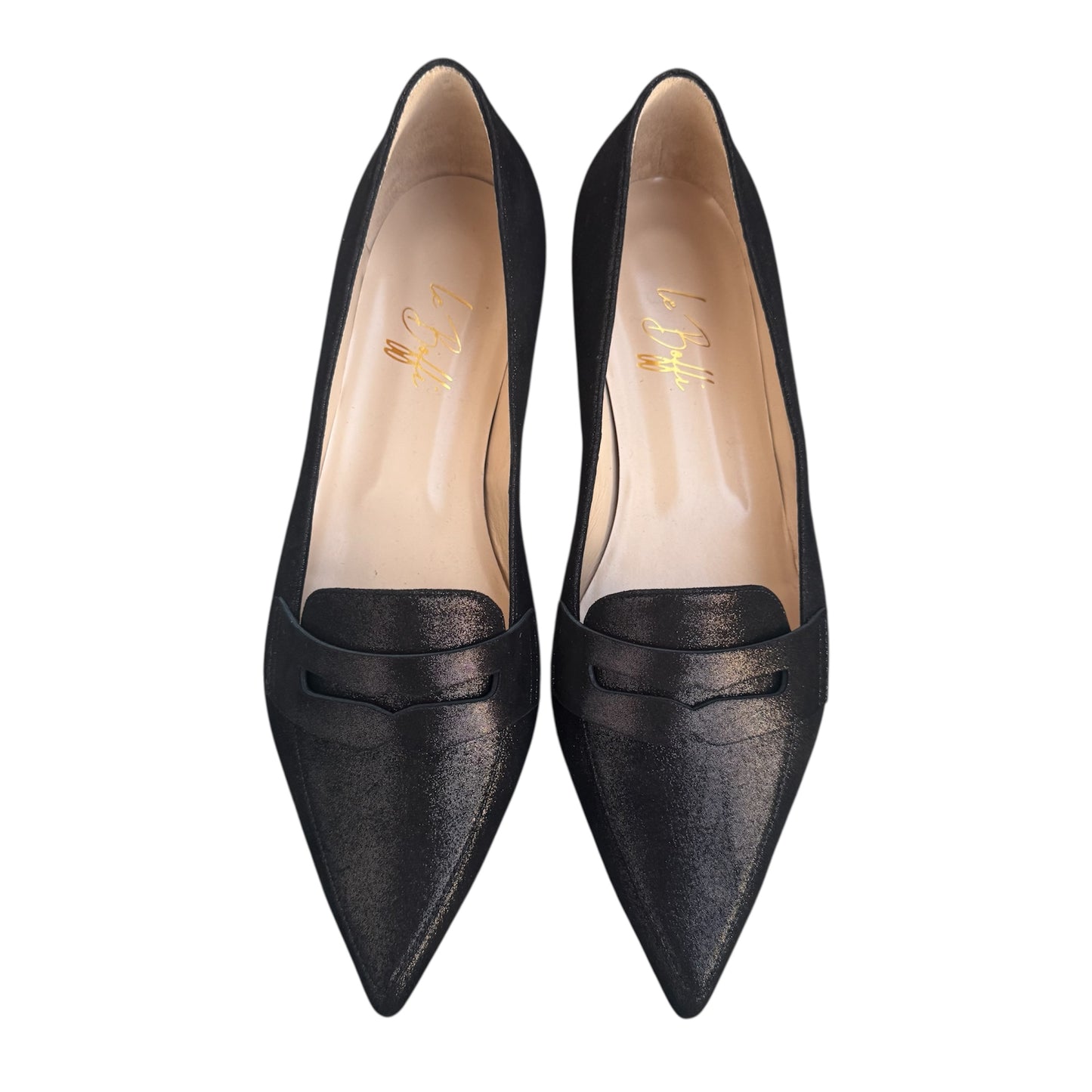 Oliva in pelle glitterata nera