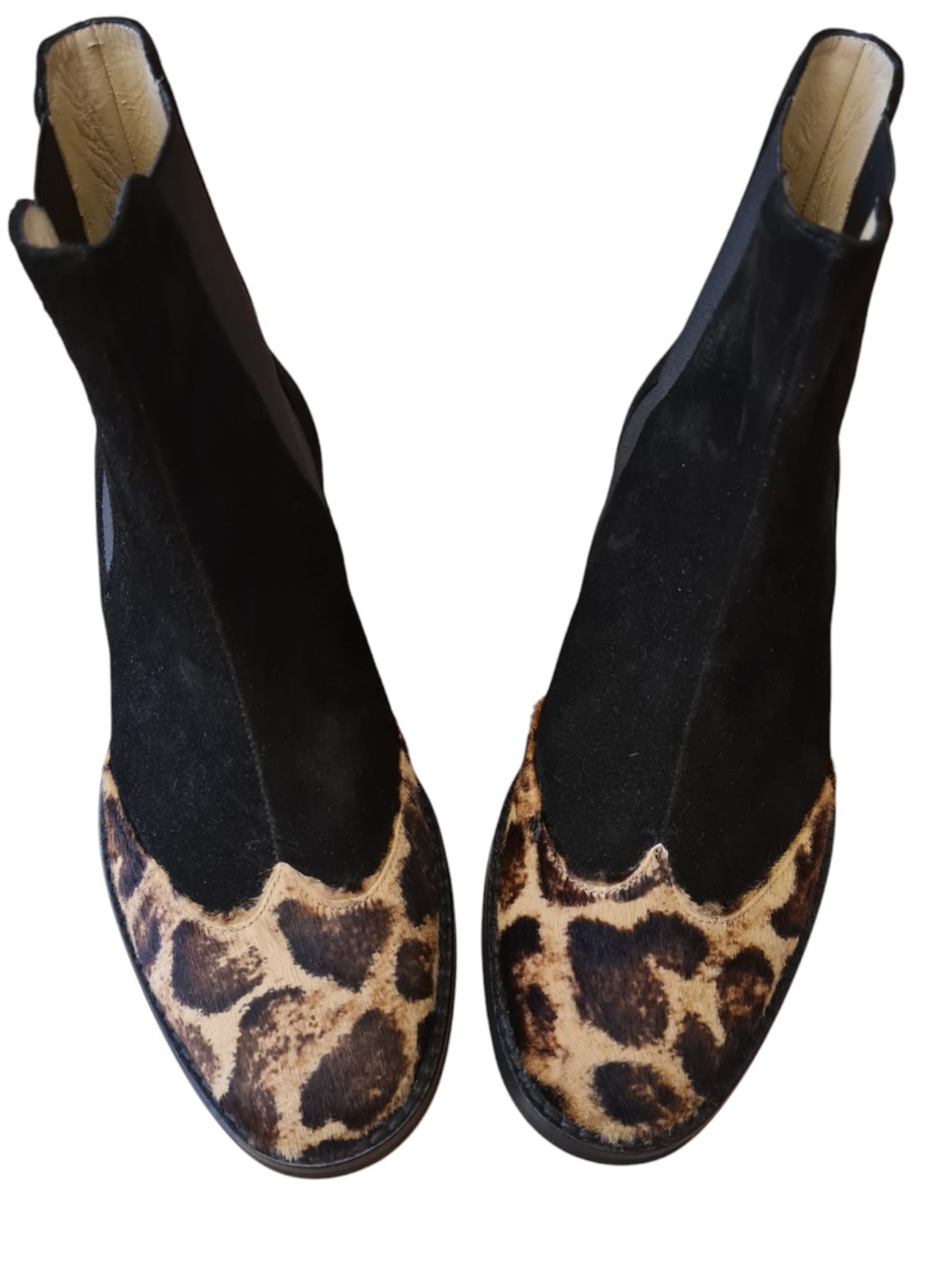 Allegra stivaletto in camoscio nero e cavallino giraffa naturale