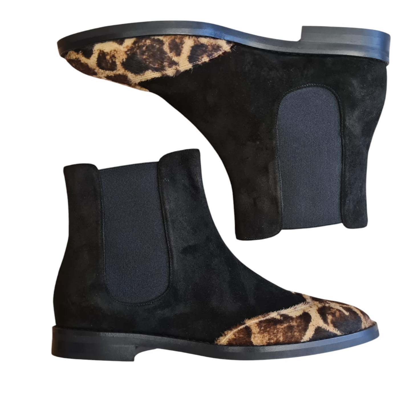 Allegra stivaletto in camoscio nero e cavallino giraffa naturale