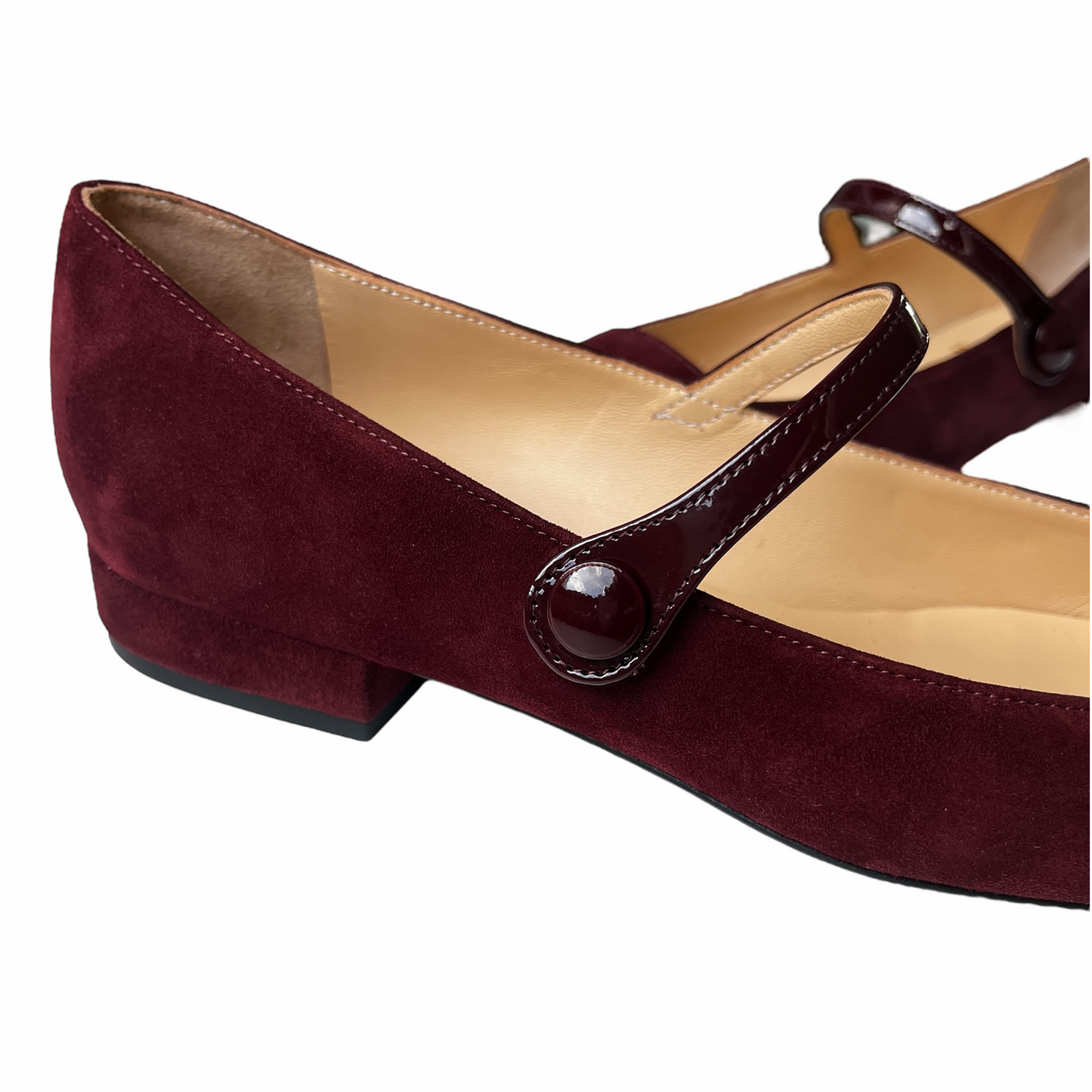 EMMA TONDA in camoscia terracotta e vernice bordeaux