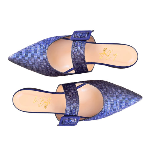 Ginevra mule in rafia blu oceano