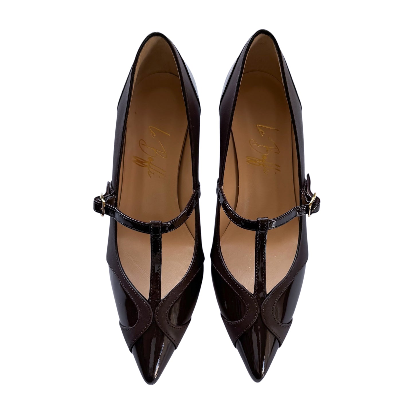 Vittoria 55 in vernice e pelle marrone