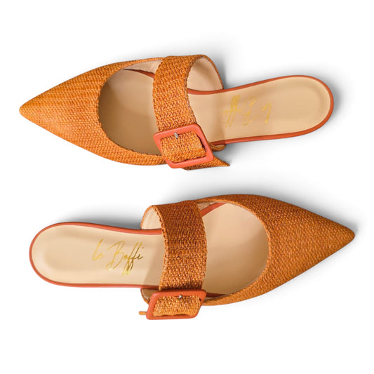 Ginevra mule in rafia mattone