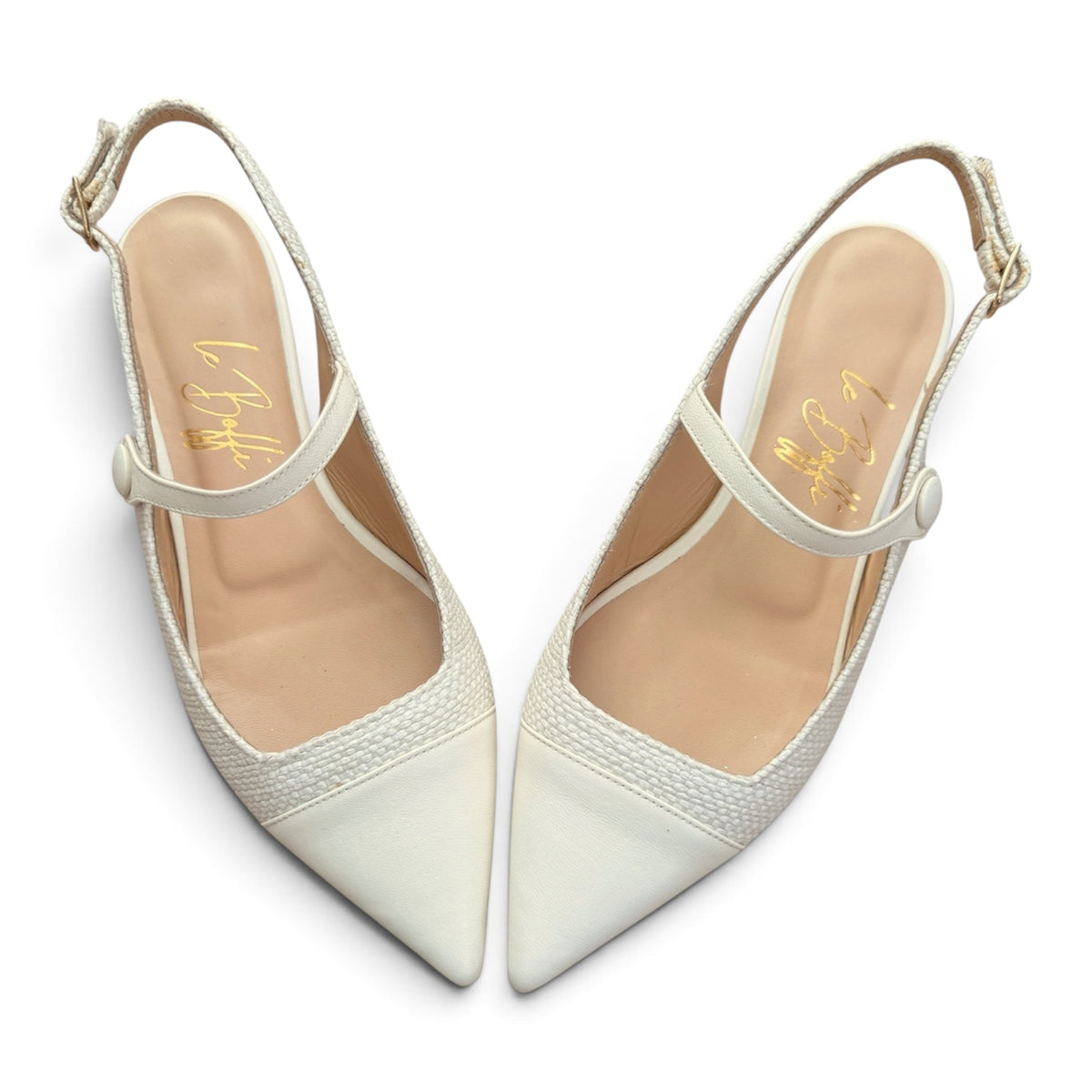 Emma Slingback in intrecciato bianco latte