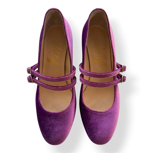 Elisa round toe ballerina in ultraviolet velvet 55