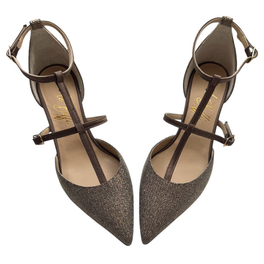 Fiammetta 55 in brown glitter fabric and brown satin