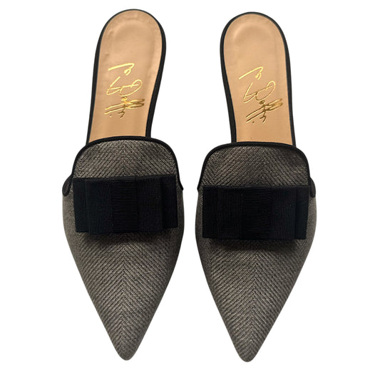 Isabella Mule in grey herringbone