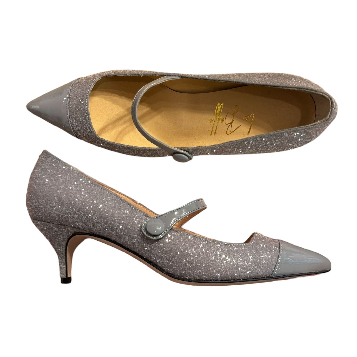 Emma ballerina 55 in glitter and grey patent leather