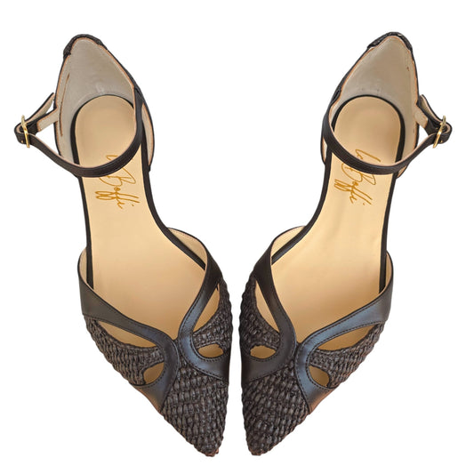 Celeste in rafia marrone
