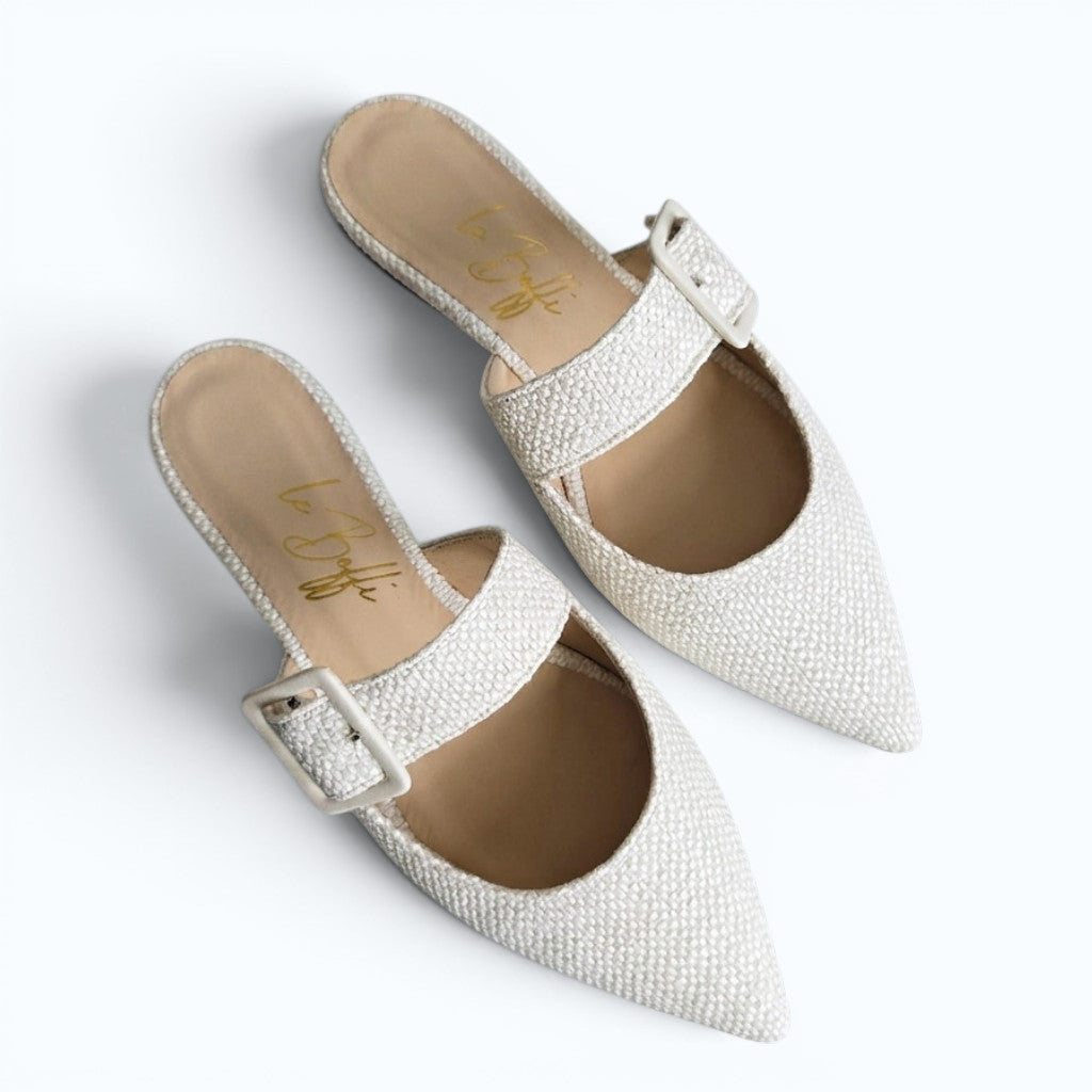 Ginevra mule in intrecciato bianco latte PREORDINE