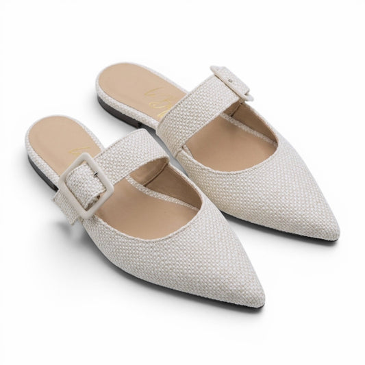 Ginevra mule in intrecciato bianco latte