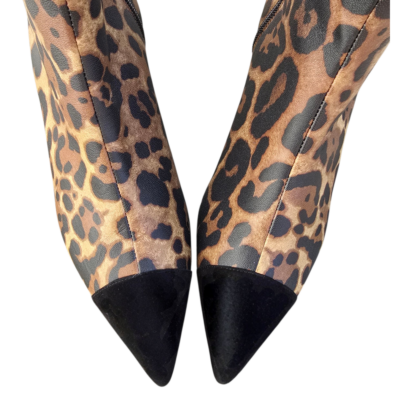 Anita 55 in pellestampa leo e camoscio nero