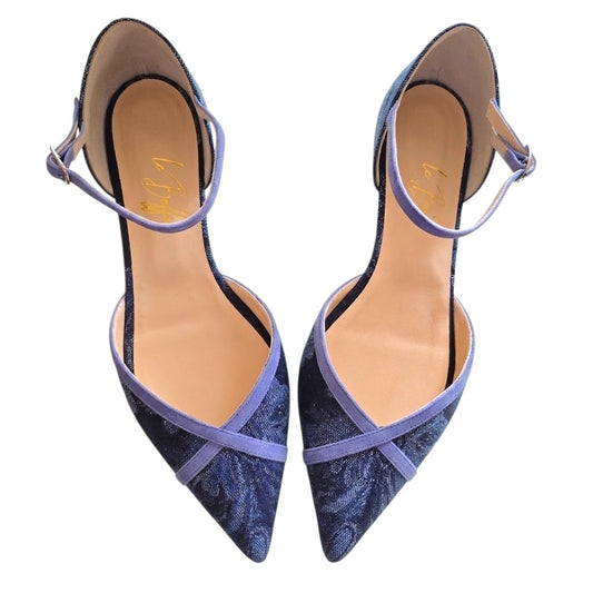 Alice in tessuto broccato blu