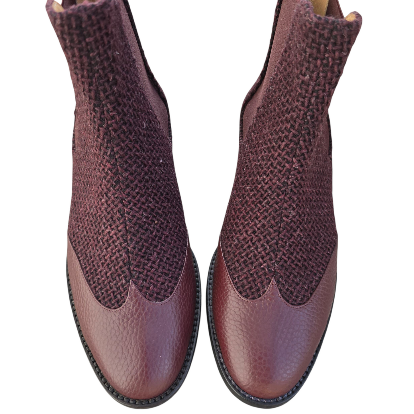 Allegra in bouclè prugna e pelle martellata prugna