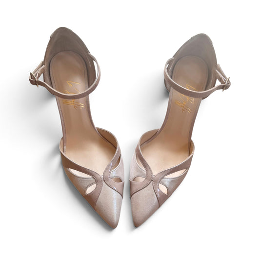 Celeste 85 in pelle glitterata nude