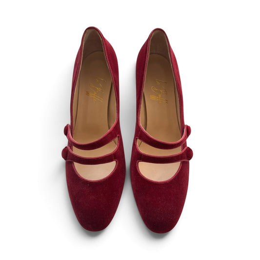 Frida round in light burgundy velvet 55