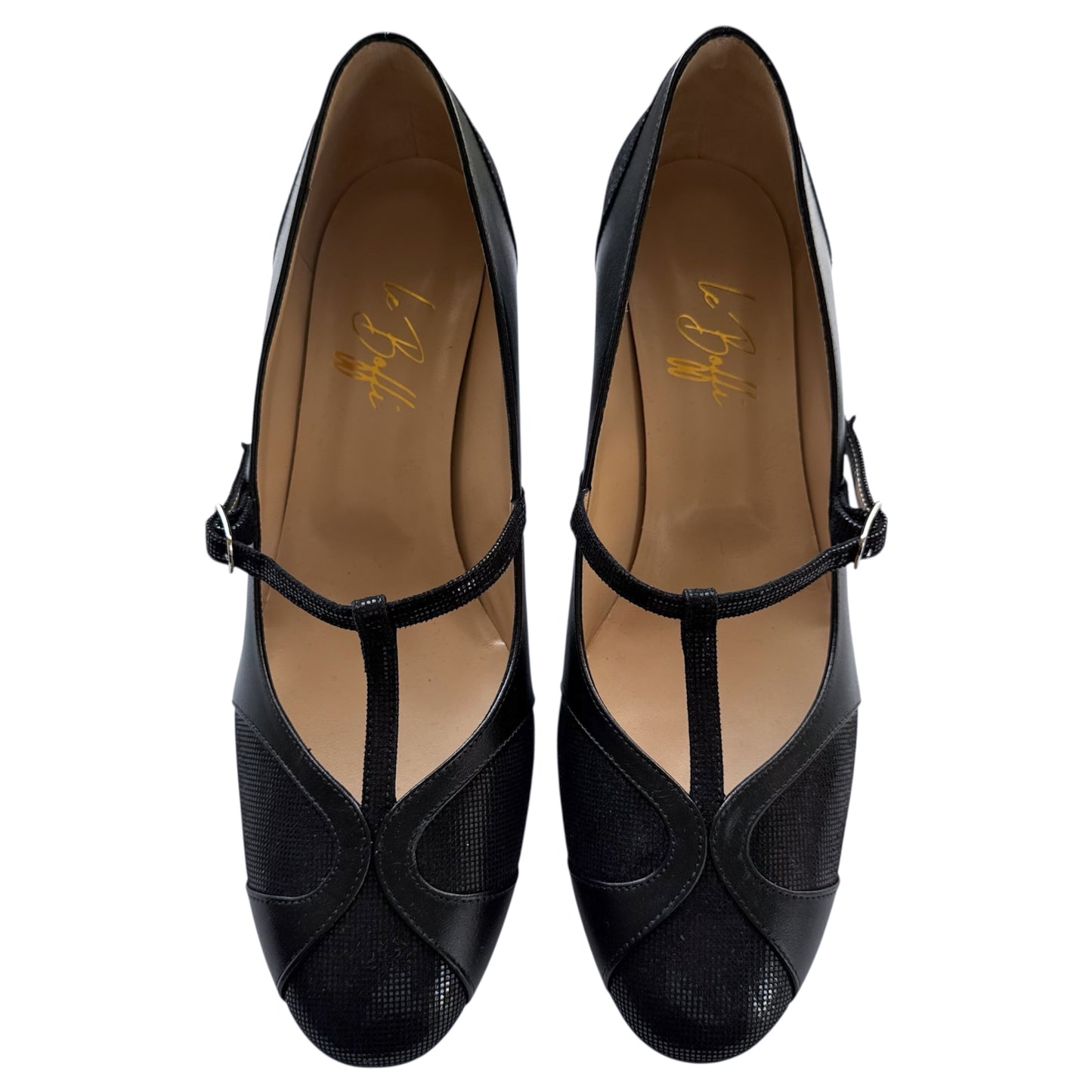 Vittoria Ballerina a punta tonda in pelle nera quadri e pelle nera 55