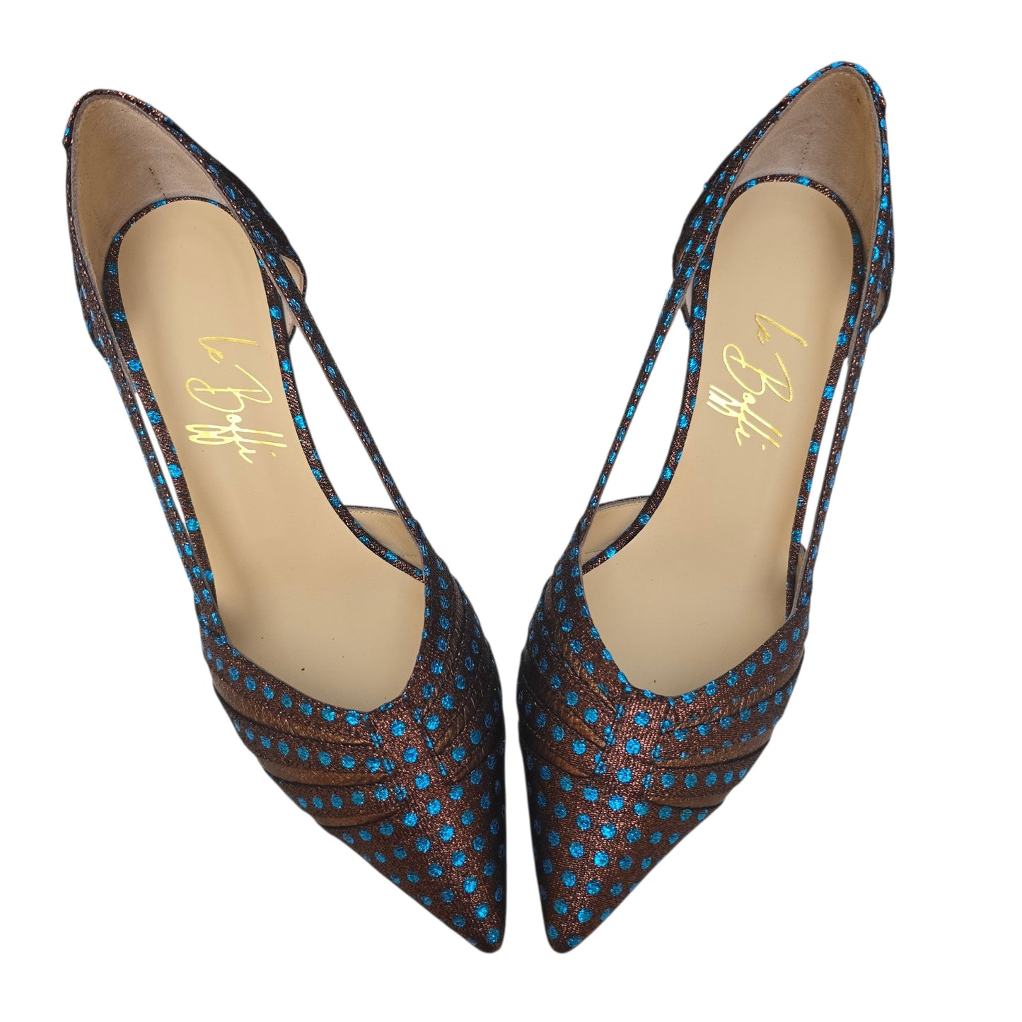 Giorgia 55 in tessuto pois marrone e turchese