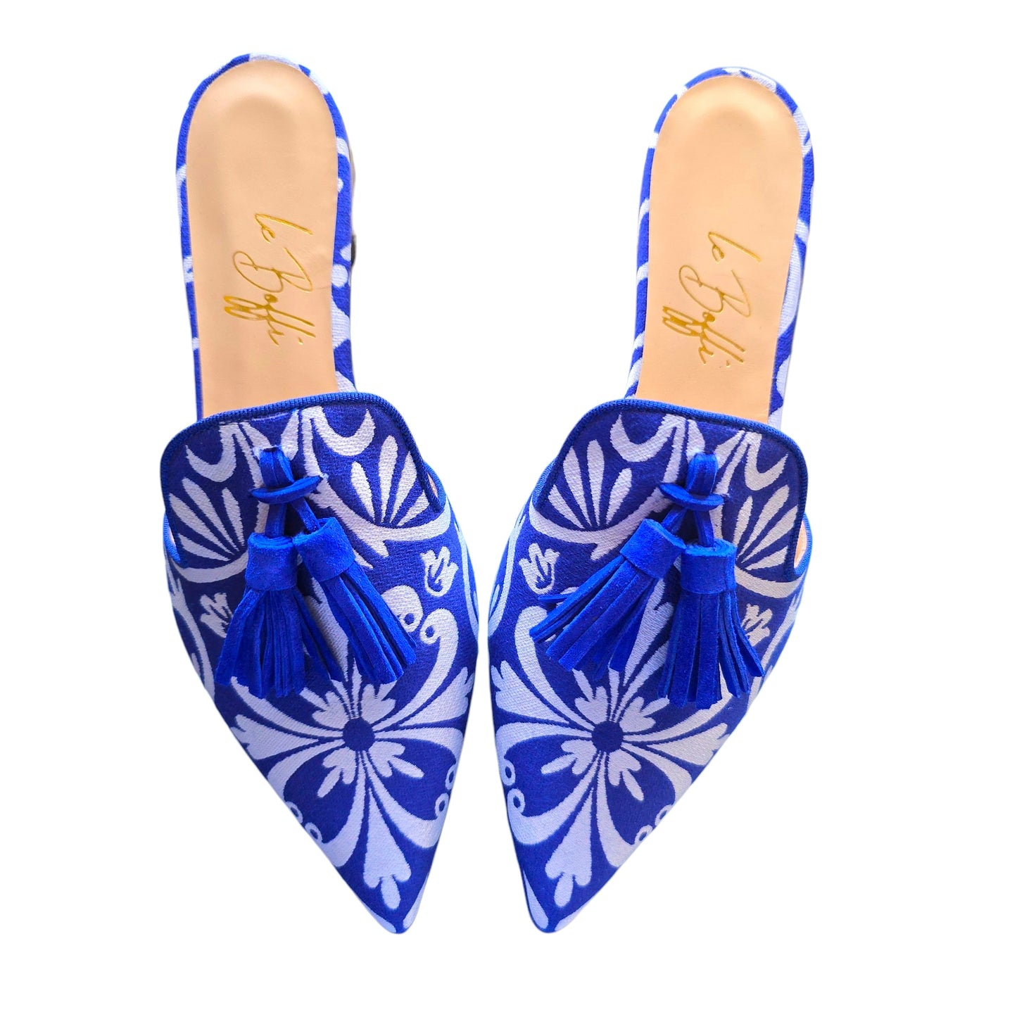 Agata mule fiori blu