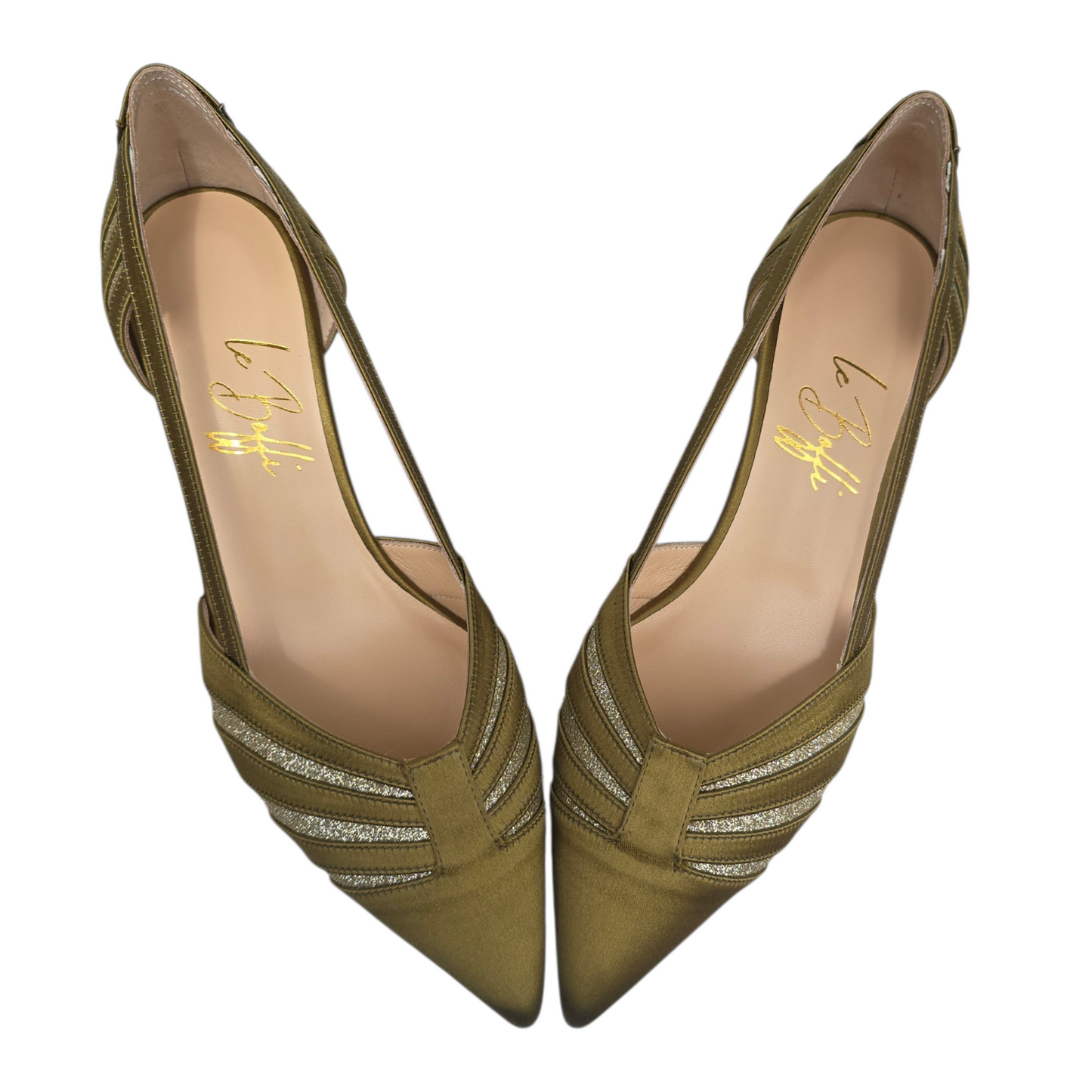 Giorgia 55 in raso olio e glitter dorato