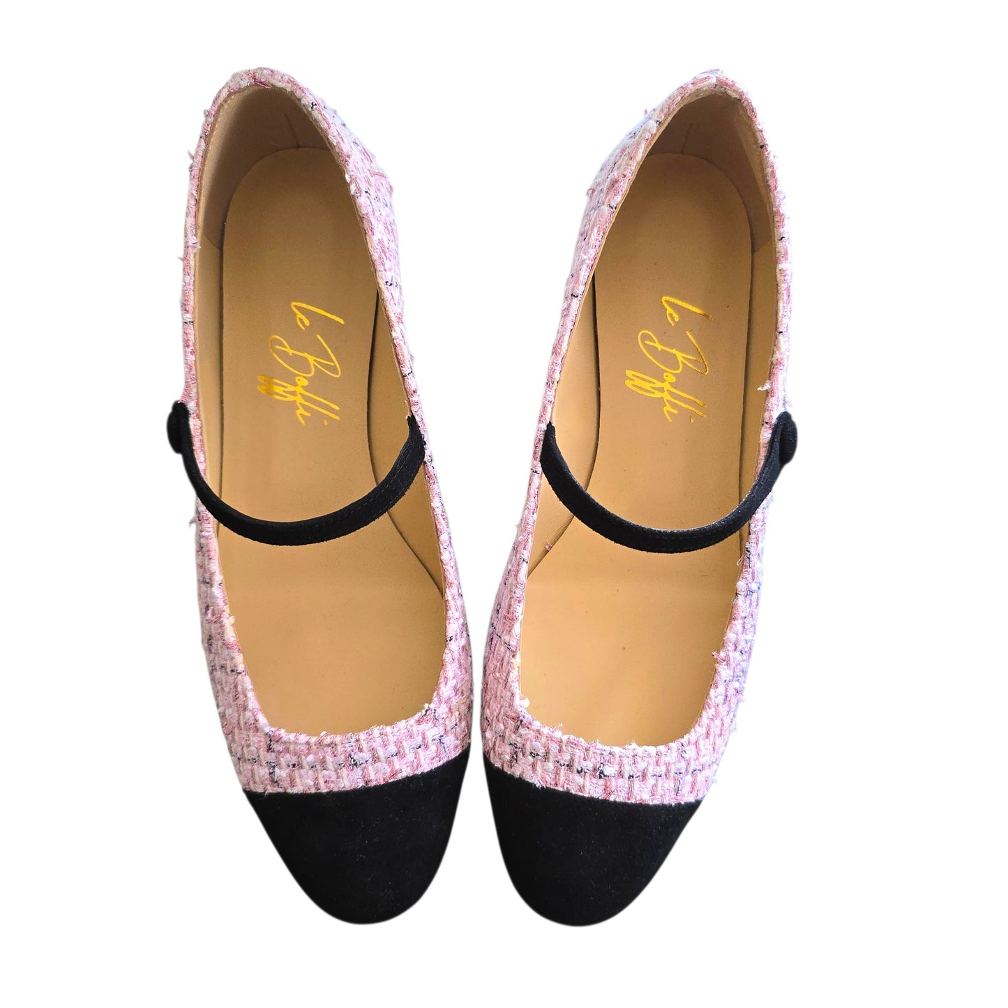 Emma tonda in bouclè rosa e nero