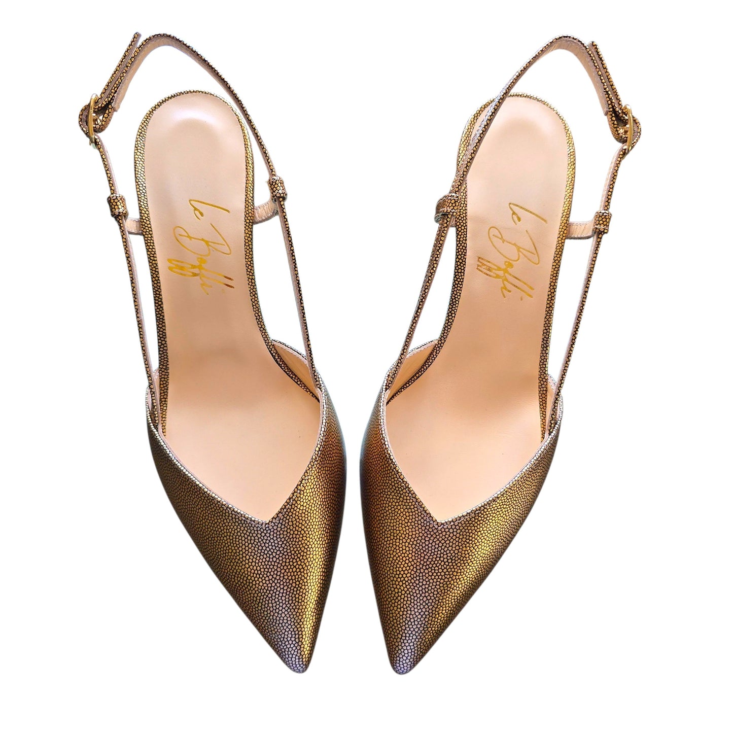 Gaia 55 in pelle pois bronzo