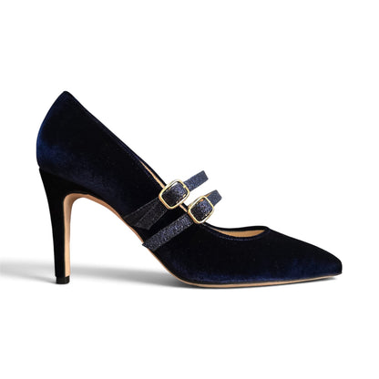 Elisa 85 in velluto e glitter blu