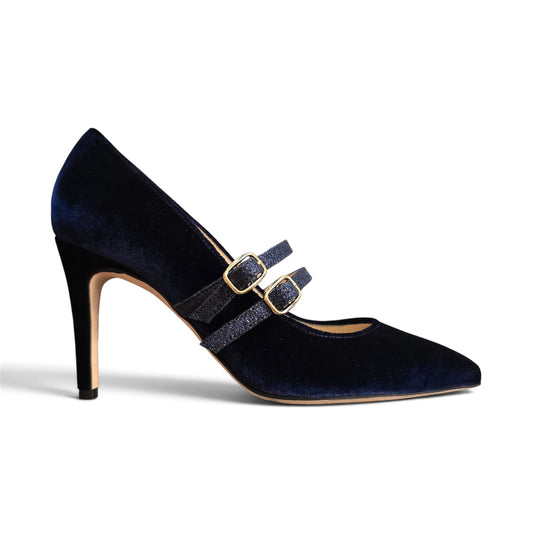 Elisa 85 in velluto e glitter blu