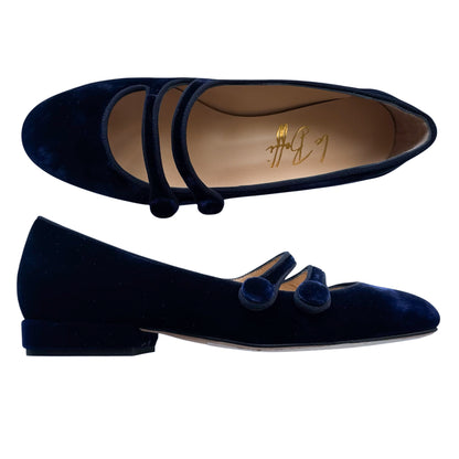 Frida tonda in velluto blu notte