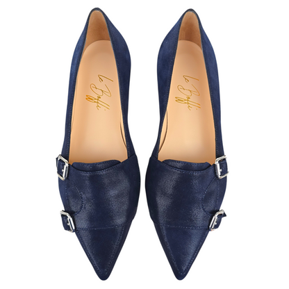 Penelope in pelle lavorata blu