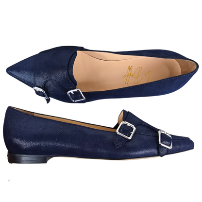 Penelope in pelle lavorata blu