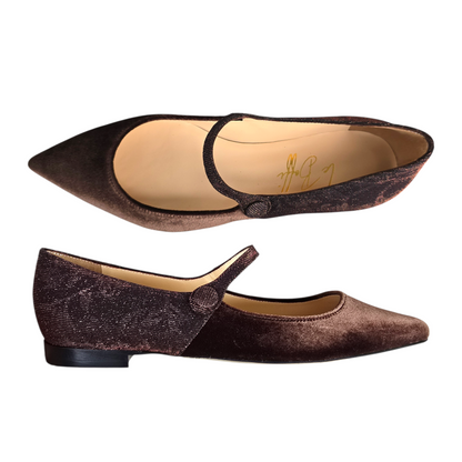 Adele bicolor in velluto e tessuto glitterato marrone