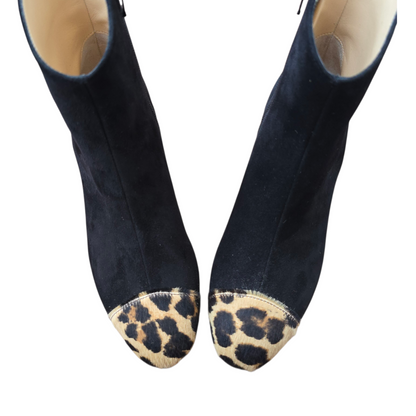 Emma ballerina Round Toe in red velvet and patent leather