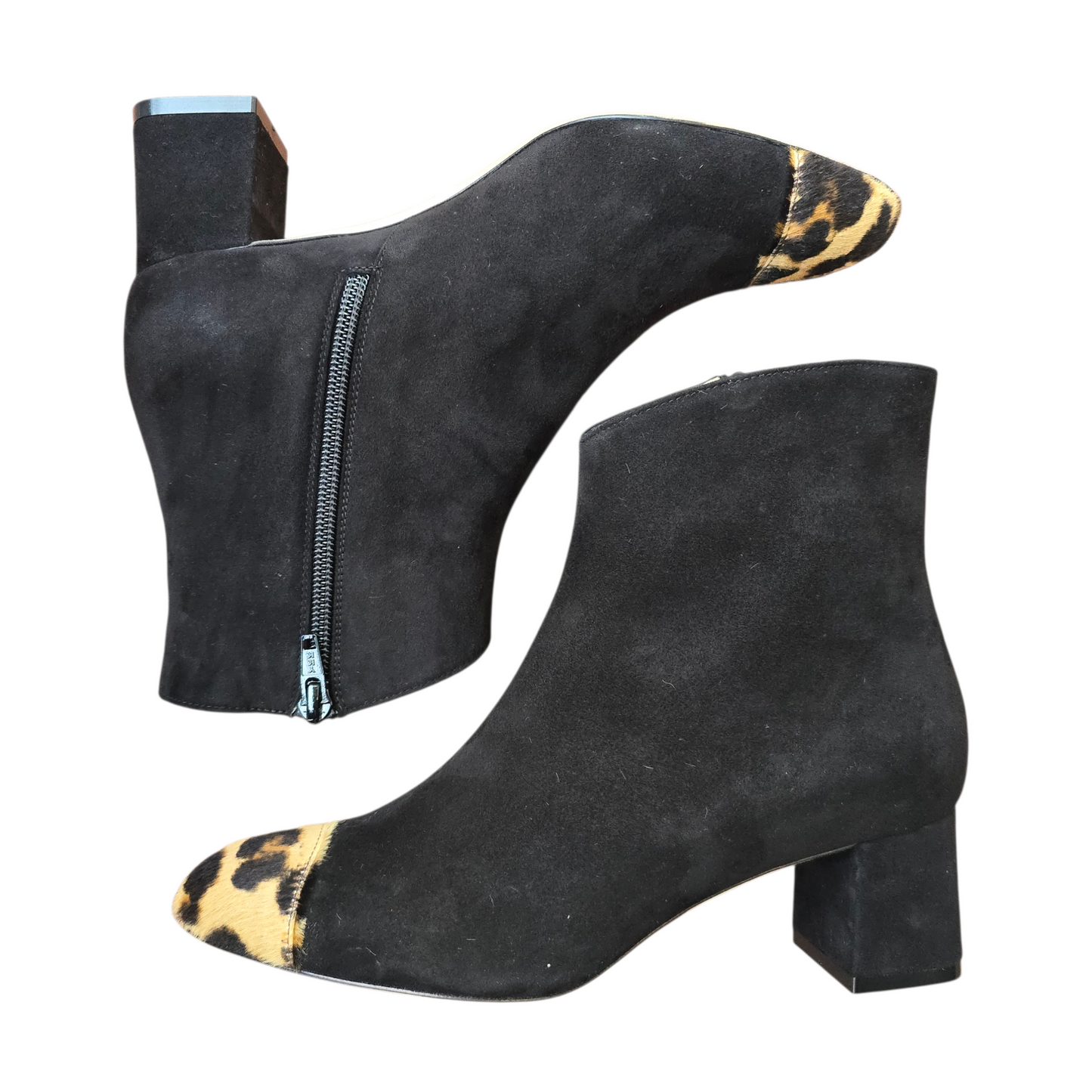 Emma ballerina Round Toe in red velvet and patent leather