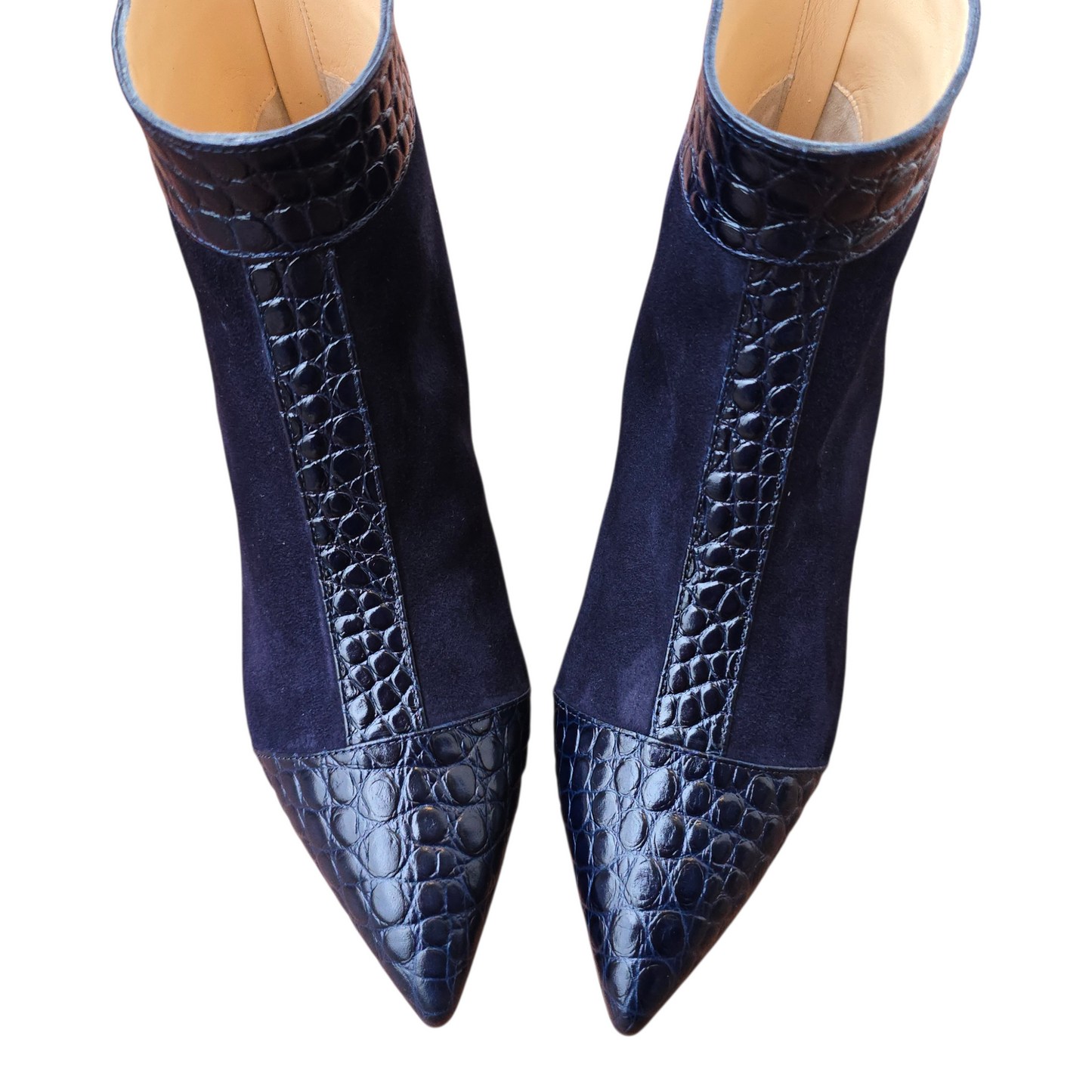 Emma ballerina Round Toe in red velvet and patent leather