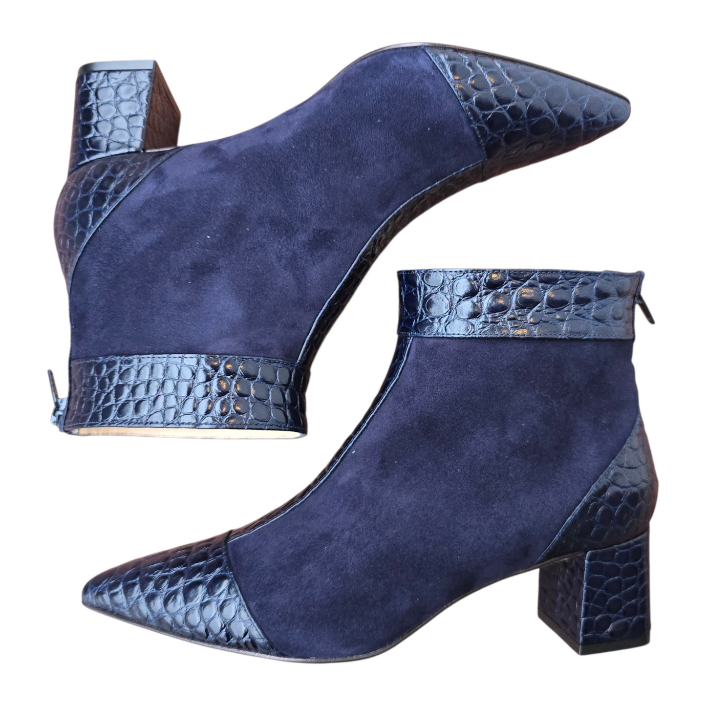 Emma ballerina Round Toe in red velvet and patent leather