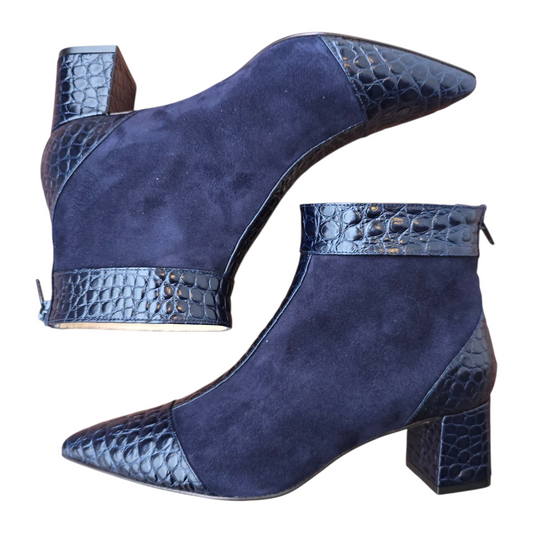 Emma ballerina Round Toe in red velvet and patent leather