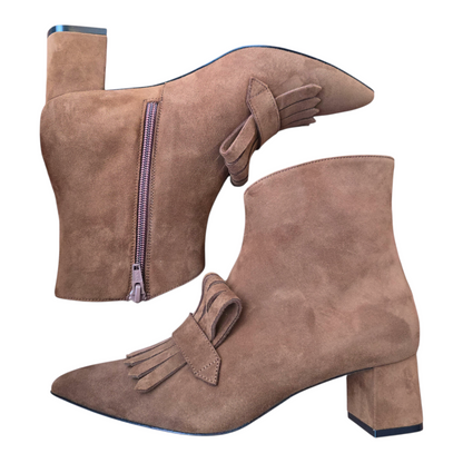 Emma ballerina Round Toe in red velvet and patent leather