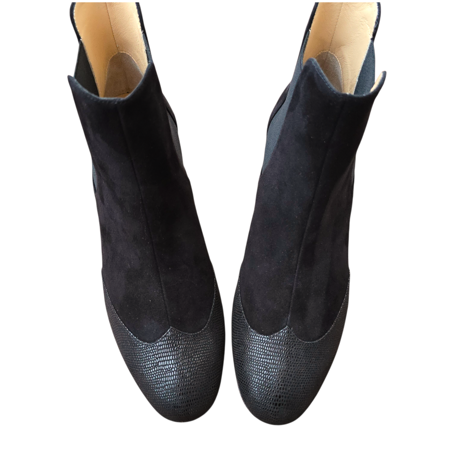 Emma ballerina Round Toe in red velvet and patent leather