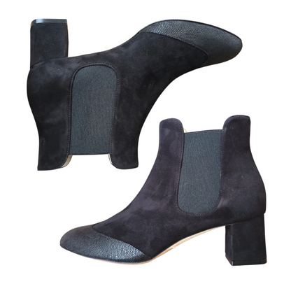 Emma ballerina Round Toe in red velvet and patent leather