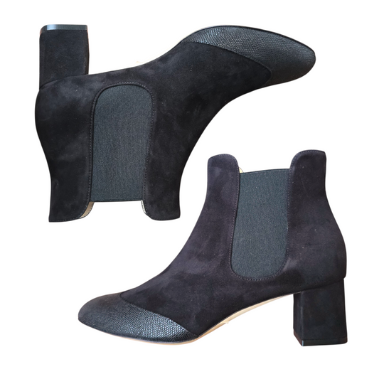 Emma ballerina Round Toe in red velvet and patent leather