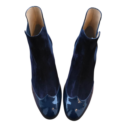 Emma ballerina Round Toe in red velvet and patent leather