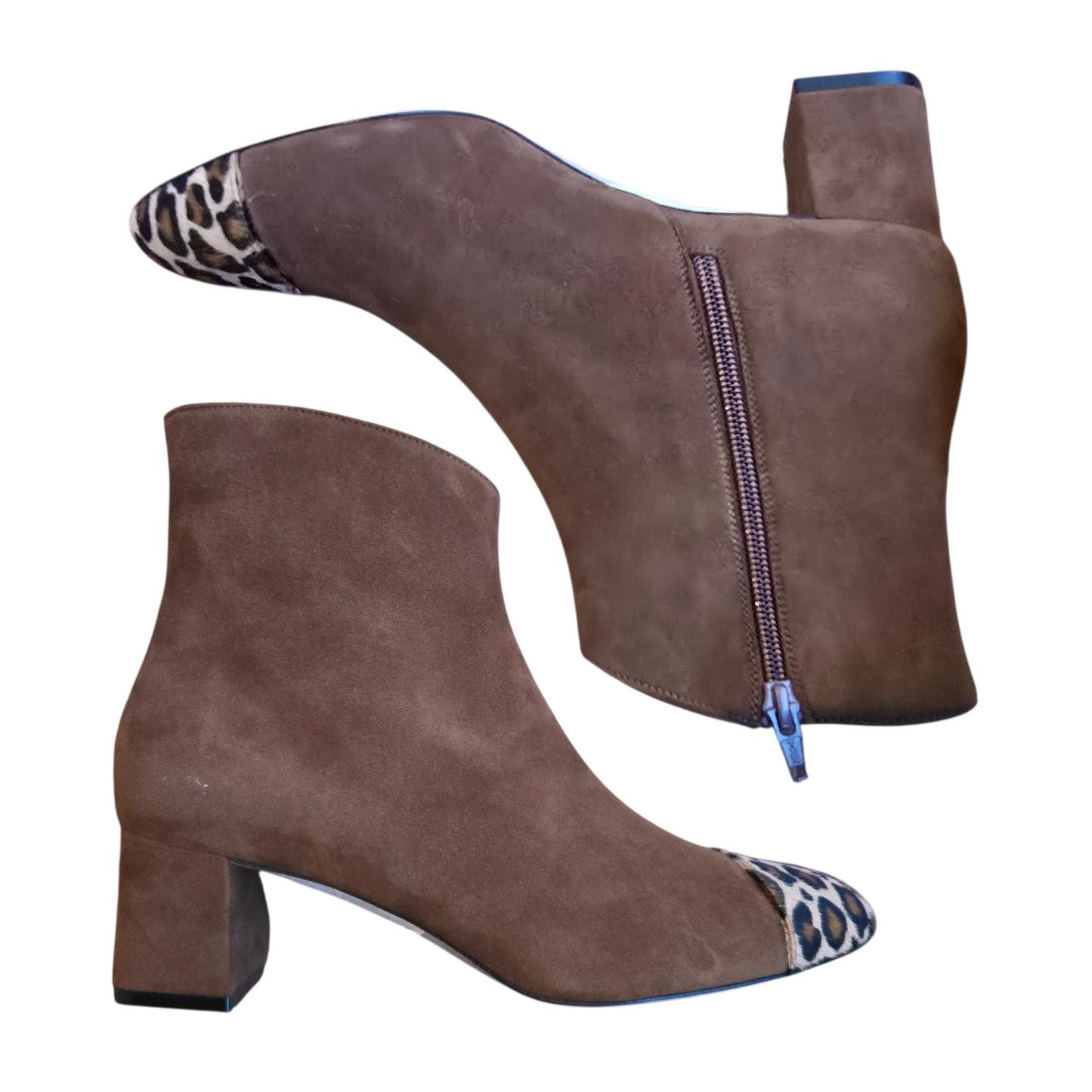 Emma ballerina Round Toe in red velvet and patent leather