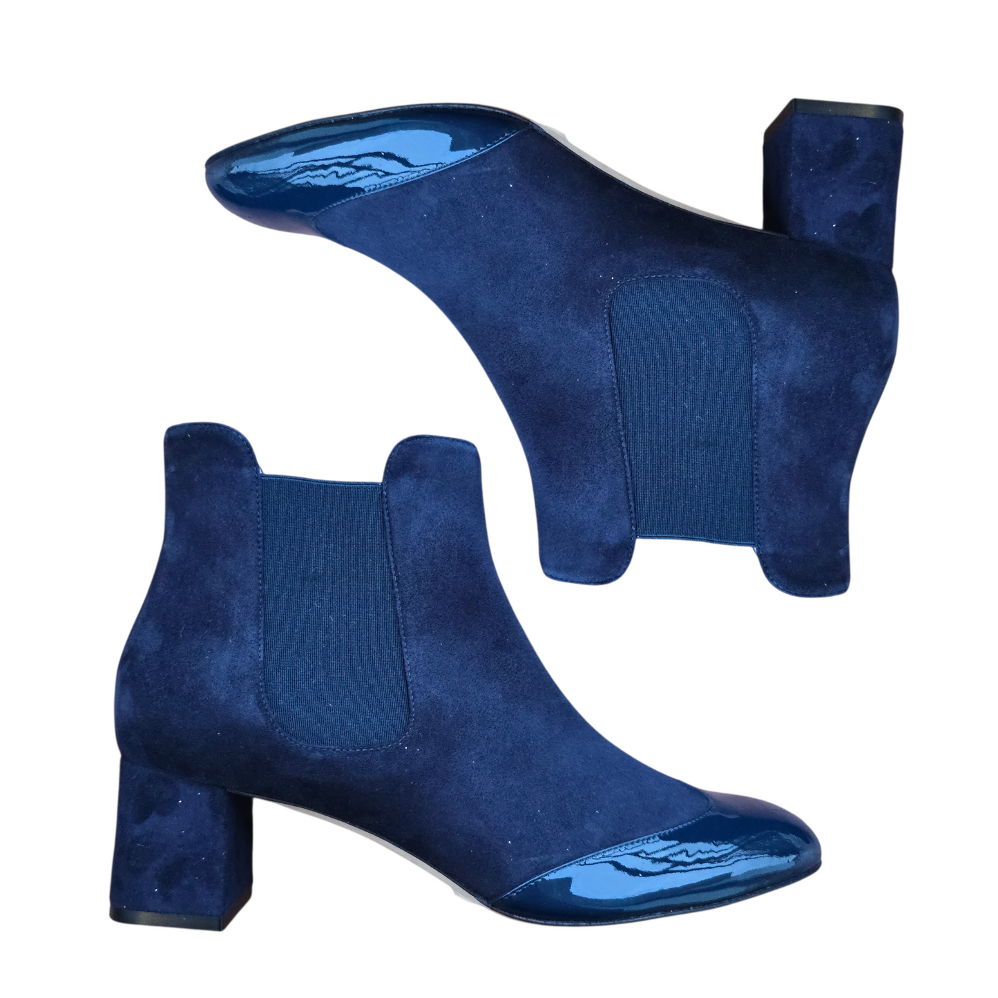 Emma ballerina Round Toe in red velvet and patent leather