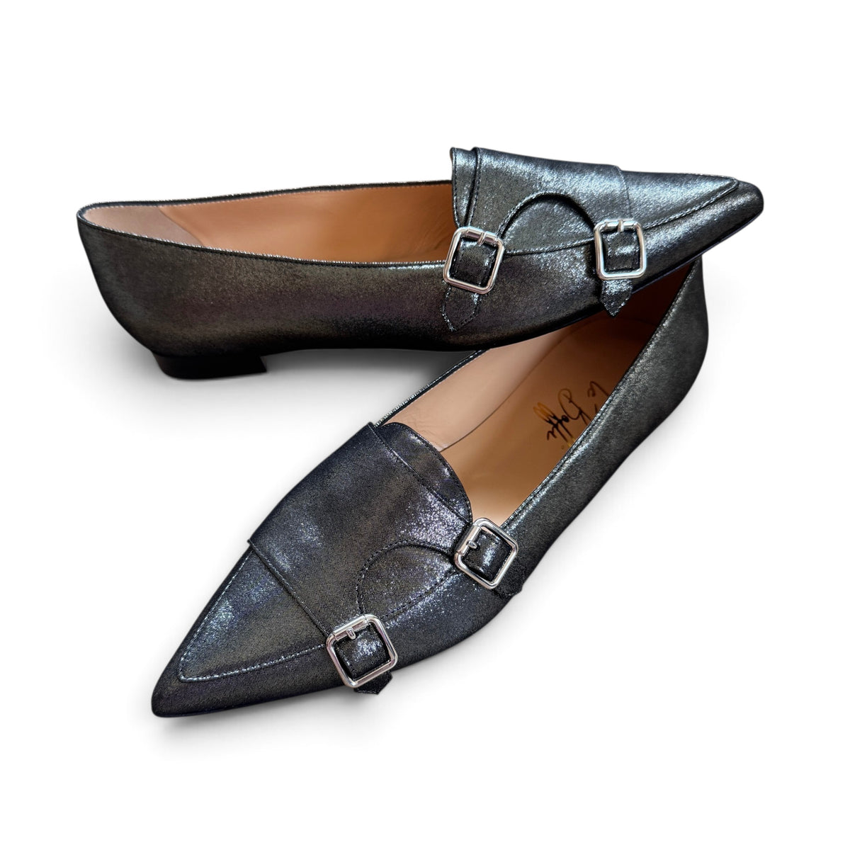 Penelope in pelle glitterata antracite