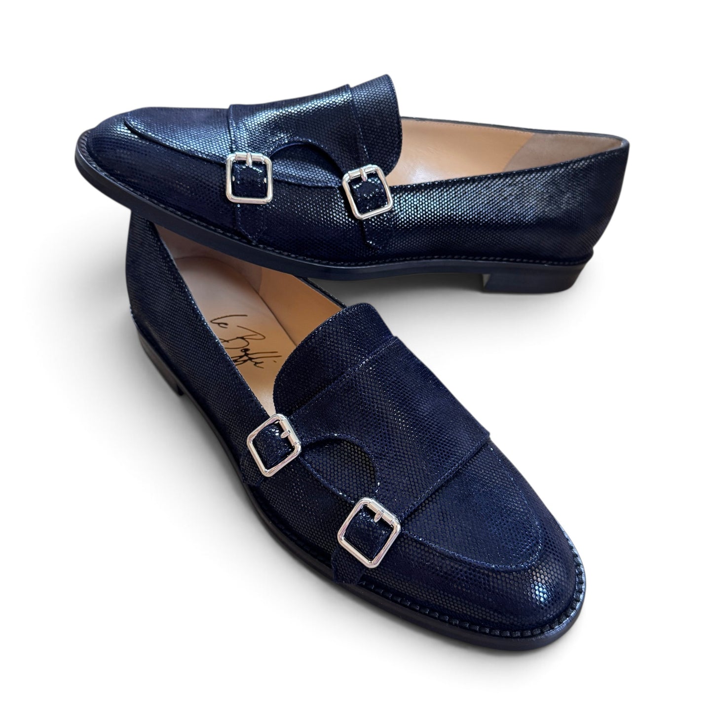 Priscilla in pelle lavorata blu notte