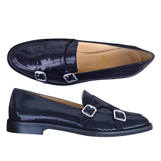 Priscilla in pelle lavorata blu notte