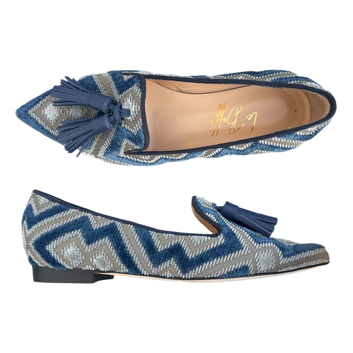 Agata in Damasco grigio e azzurro