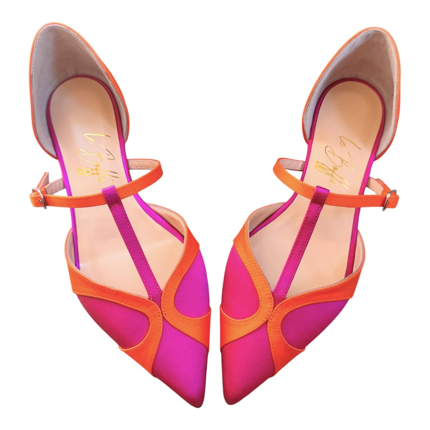 Vittoria in raso fucsia e arancio